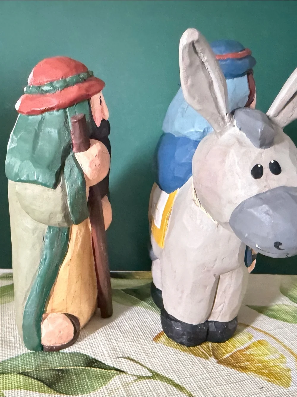 Vintage Eddie Walker Nativity scene Mary, Joseph, and Baby Jesus.